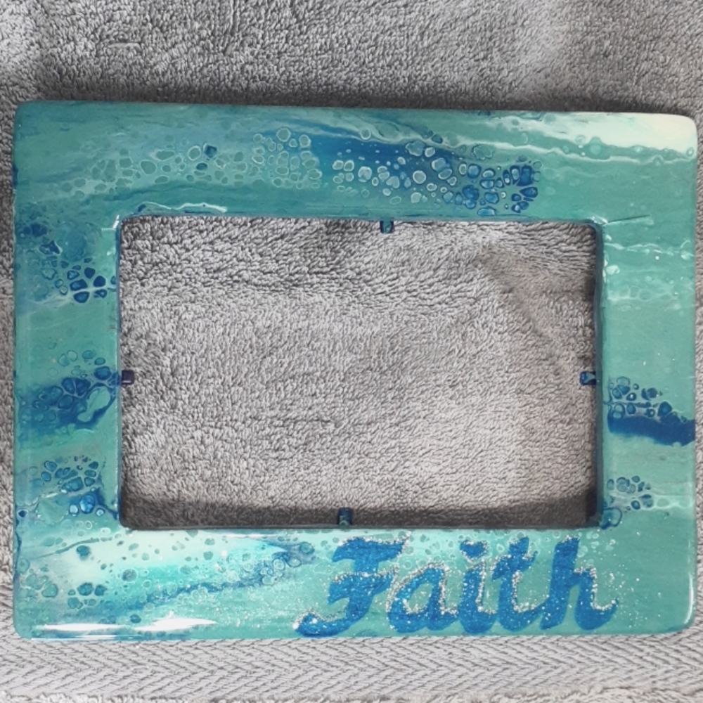 Hand Crafted Resin Picture Frame Faith Painted Fluid Art Essential Home Decor